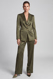 Olive 2 Piece Peak Lapel Single Breasted Women Suits