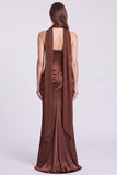 Strapless Corset Satin Mermaid Brown Maxi Dress