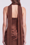 Strapless Corset Satin Mermaid Brown Maxi Dress