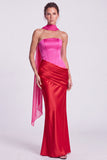 Strapless Corset Satin Mermaid Brown Maxi Dress