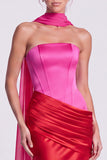 Strapless Corset Satin Mermaid Brown Maxi Dress