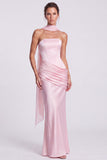 Strapless Corset Satin Mermaid Brown Maxi Dress