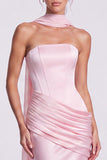 Strapless Corset Satin Mermaid Brown Maxi Dress