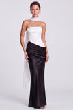 Strapless Corset Satin Mermaid Brown Maxi Dress