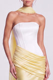 Strapless Corset Satin Mermaid Brown Maxi Dress
