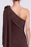 One Shoulder A Line Fuchsia and Red Maxi Formal Dress