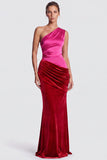 Satin One Shoulder Mermaid Brown Maxi Dress