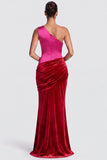 Satin One Shoulder Mermaid Brown Maxi Dress