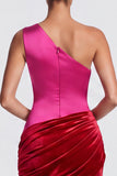 Satin One Shoulder Mermaid Brown Maxi Dress