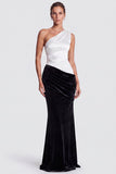 Satin One Shoulder Mermaid Brown Maxi Dress