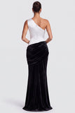 Satin One Shoulder Mermaid Brown Maxi Dress
