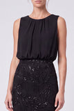 Sequins Round Neck Sheath Sage Green Maxi Formal Dress