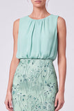 Sequins Round Neck Sheath Sage Green Maxi Formal Dress