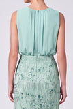 Sequins Round Neck Sheath Sage Green Maxi Formal Dress