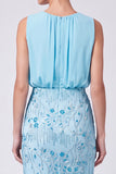 Sequins Round Neck Sheath Sage Green Maxi Formal Dress