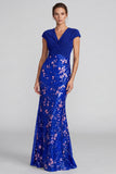 Mermaid Light Green Sequins V-Neck Maxi Formal Dress