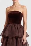 Strapless Dark Green Tiered A line Maxi Formal Dress