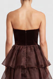 Strapless Dark Green Tiered A line Maxi Formal Dress