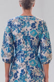 Blue Floral Mermaid Maxi Mother of the Bride Dress With Half Sleeves