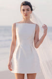 A Line Spaghetti Straps White Mini Engagement Dress With Pearls