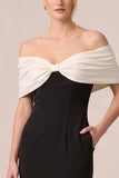 Black And White Off The Shoulder Mermaid Long Formal Dress