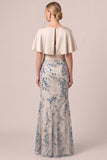 V-Neck Sequins 3D Flowers Champagne Mermaid Mother Of The Bride Dress