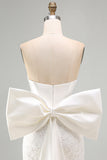 Strapless White Corset Bodycon Homecoming Dress With Bow