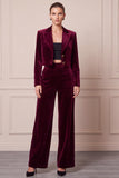 2 Piece Peak Lapel Navy Single Breasted Velvet Women Suits