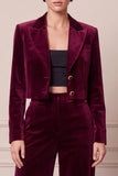 2 Piece Peak Lapel Navy Single Breasted Velvet Women Suits
