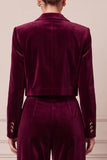 2 Piece Peak Lapel Navy Single Breasted Velvet Women Suits