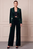 2 Piece Peak Lapel Navy Single Breasted Velvet Women Suits