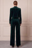 2 Piece Peak Lapel Navy Single Breasted Velvet Women Suits