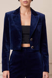 2 Piece Peak Lapel Navy Single Breasted Velvet Women Suits