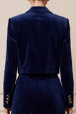 2 Piece Peak Lapel Navy Single Breasted Velvet Women Suits