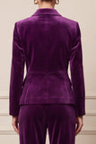 Purple 2 Piece Single Breasted Velvet Women Suits