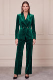 2 Piece Velvet Royal Blue Peak Lapel Double Breasted Women Suits