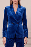 2 Piece Velvet Royal Blue Peak Lapel Double Breasted Women Suits