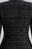 Black Tweed Single Breasted V-Neck Women Blazer