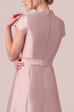 Dusty Rose A-Line Beaded Cap Sleeve Satin Long Mother Of The Bride Dress