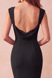 Mermaid Black Backless Thick Straps Long Formal Dress