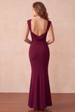Mermaid Black Backless Thick Straps Long Formal Dress