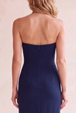 Strapless Sheath Black Long Formal Dress with Pockets