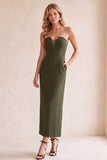 Strapless Sheath Black Long Formal Dress with Pockets