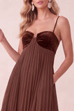A-Line Pleated Royal Blue Spaghetti Straps Long Holiday Party Dress