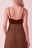 A-Line Pleated Royal Blue Spaghetti Straps Long Holiday Party Dress