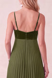 A-Line Pleated Royal Blue Spaghetti Straps Long Holiday Party Dress