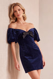 Off The Shoulder Bodycon Velvet Dark Green Mini Cocktail Dress