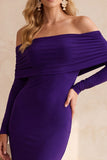 Off The Shoulder Ruched Olive Mermaid Long Formal Dress