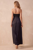 Strapless A-Line Ruched Black Long Formal Dress
