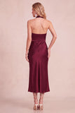 Halter Peacock Green Draped Satin Midi Wedding Guest Dress